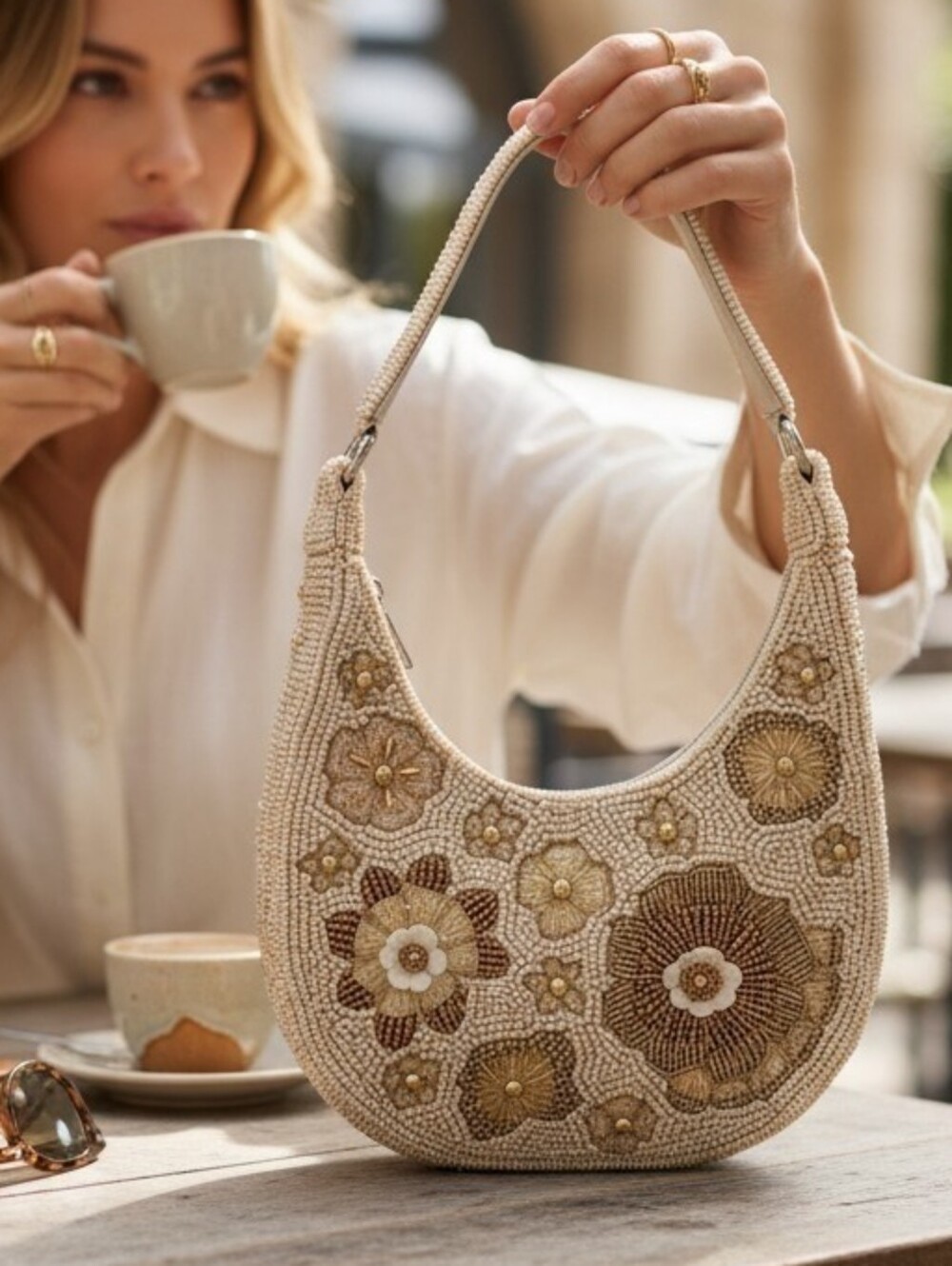Studio 12 Viral Beaded Floral Shoulder Bag – NWT | Hand-Beaded Statement Purse